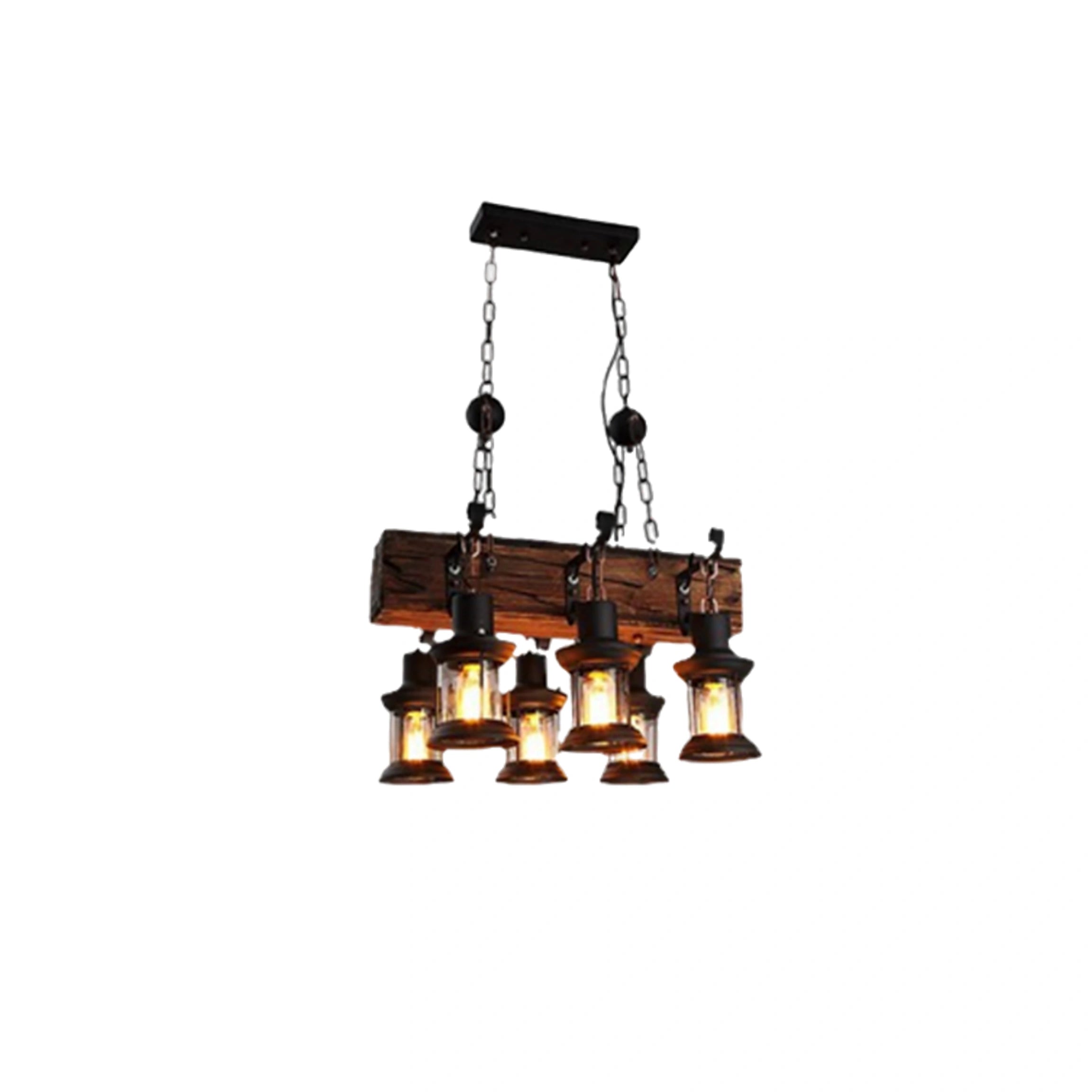 Pendant Light – Wood & Metal Lantern for Dining Room